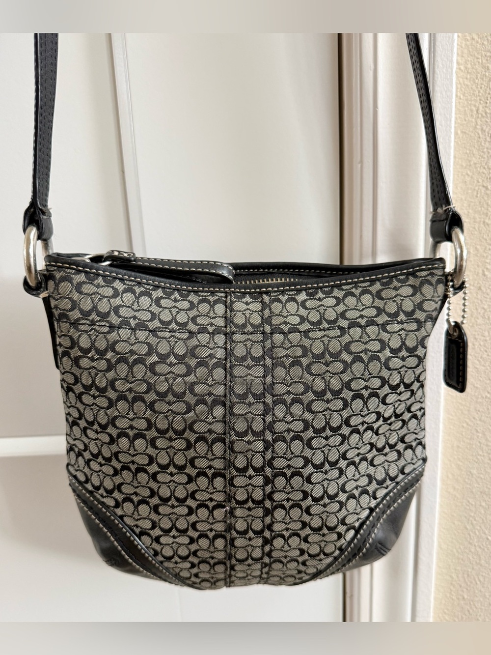 Coach Black and Gray Signature Canvas Crossbody